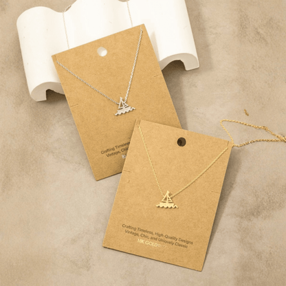 18K Gold Plated Matte Sailboat Pendant Necklace - Love Mi