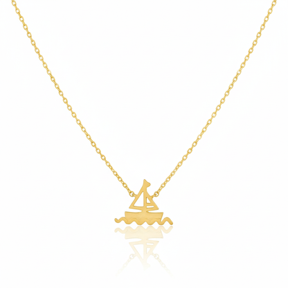 18K Gold Plated Matte Sailboat Pendant Necklace - Love Mi