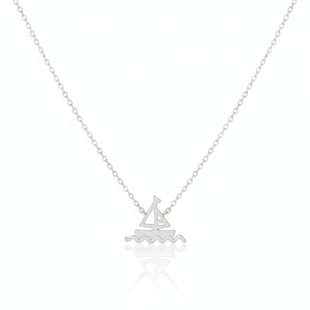 18K Gold Plated Matte Sailboat Pendant Necklace - Love Mi