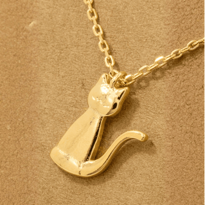 18K Gold Plated Cat Pendant Necklace - Love Mi