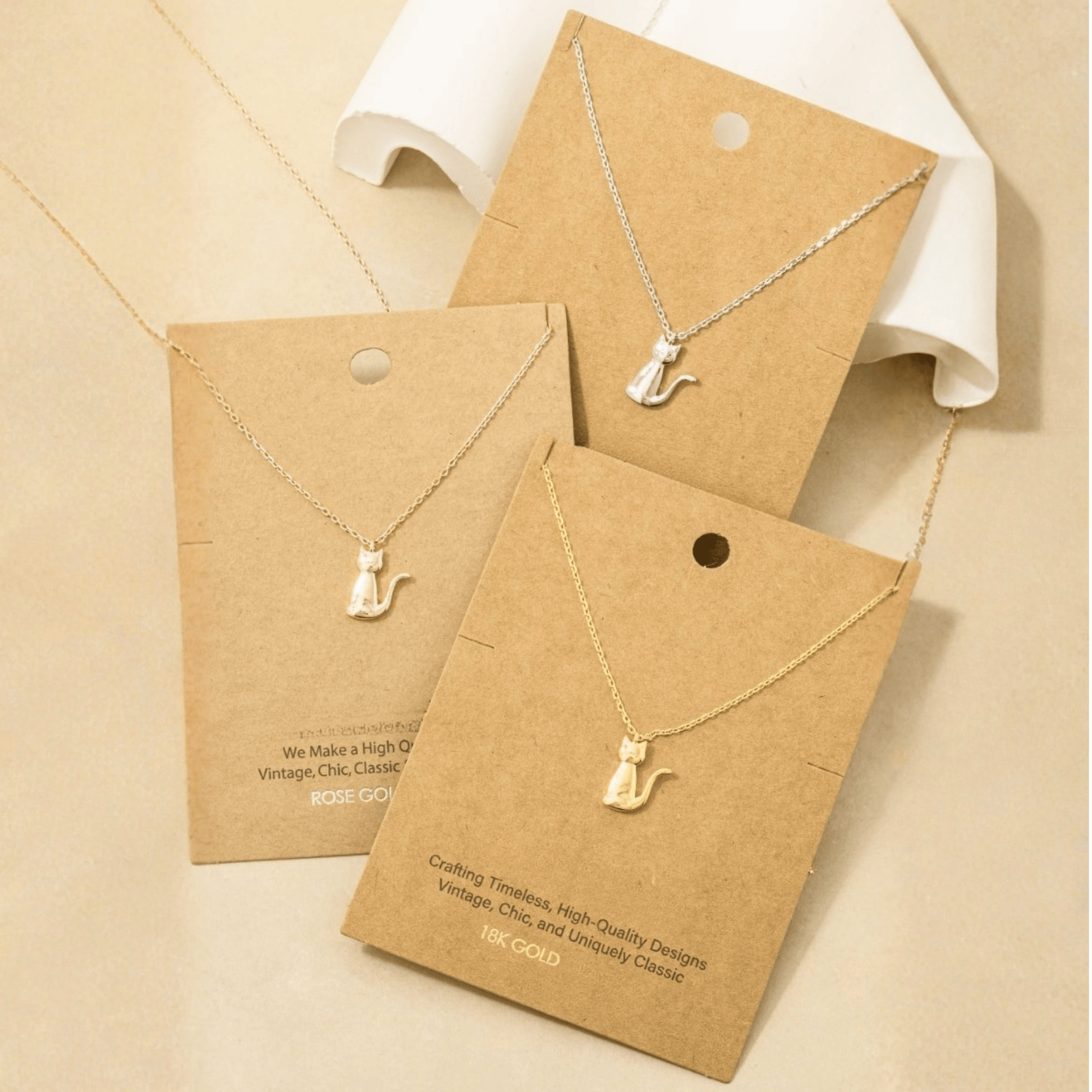 18K Gold Plated Cat Pendant Necklace - Love Mi