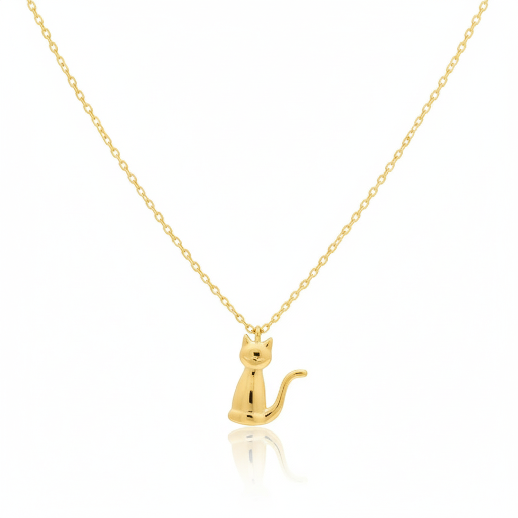 18K Gold Plated Cat Pendant Necklace - Love Mi