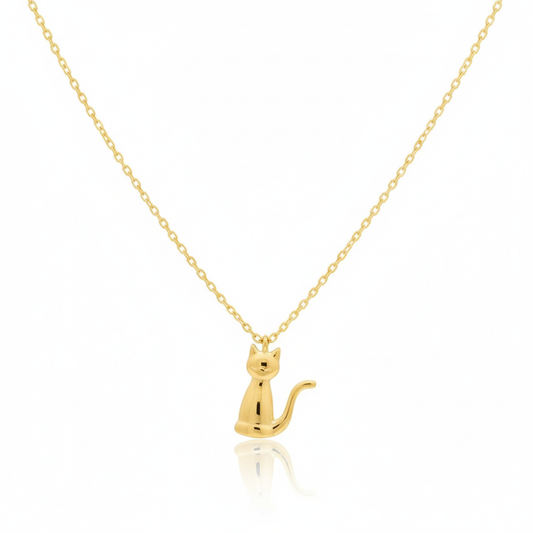 18K Gold Plated Cat Pendant Necklace - Love Mi