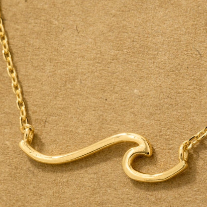 18K Gold Plated Wave Pendant Necklace - Love Mi