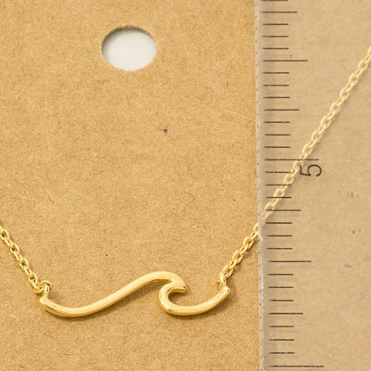 18K Gold Plated Wave Pendant Necklace - Love Mi