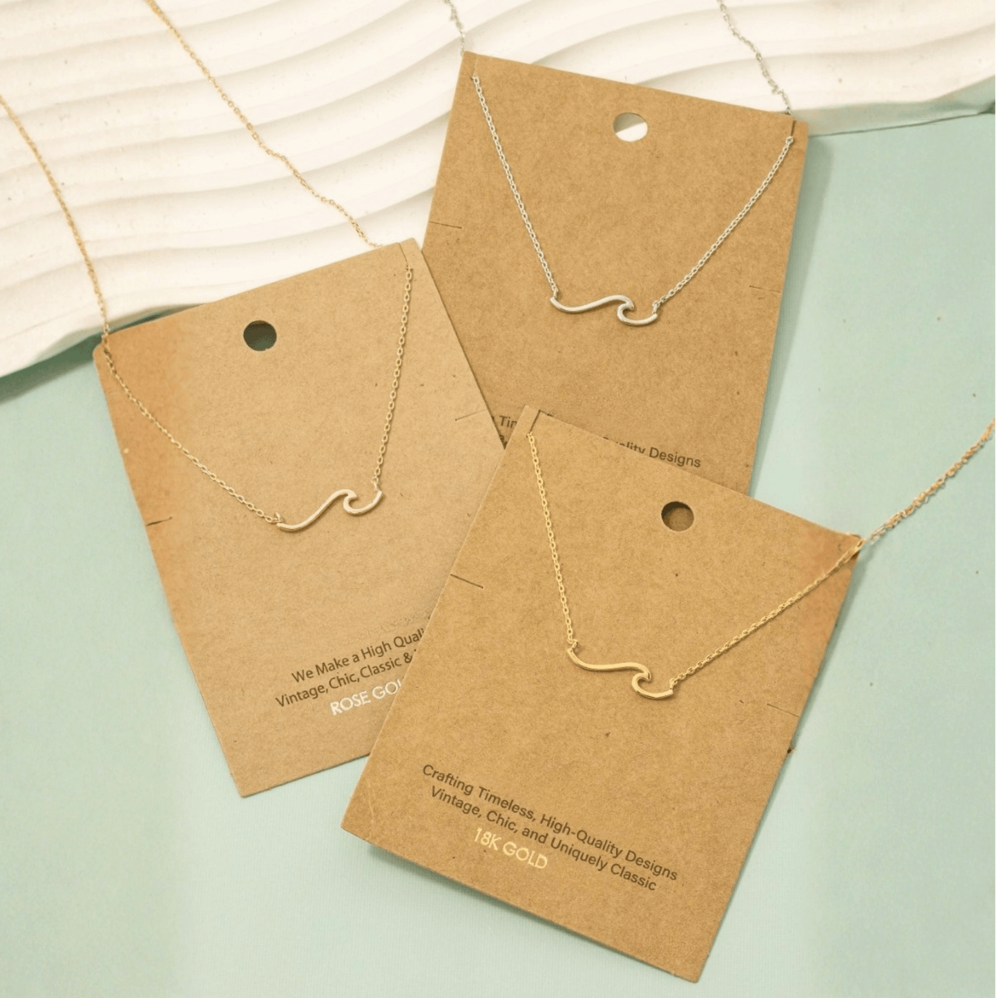 18K Gold Plated Wave Pendant Necklace - Love Mi