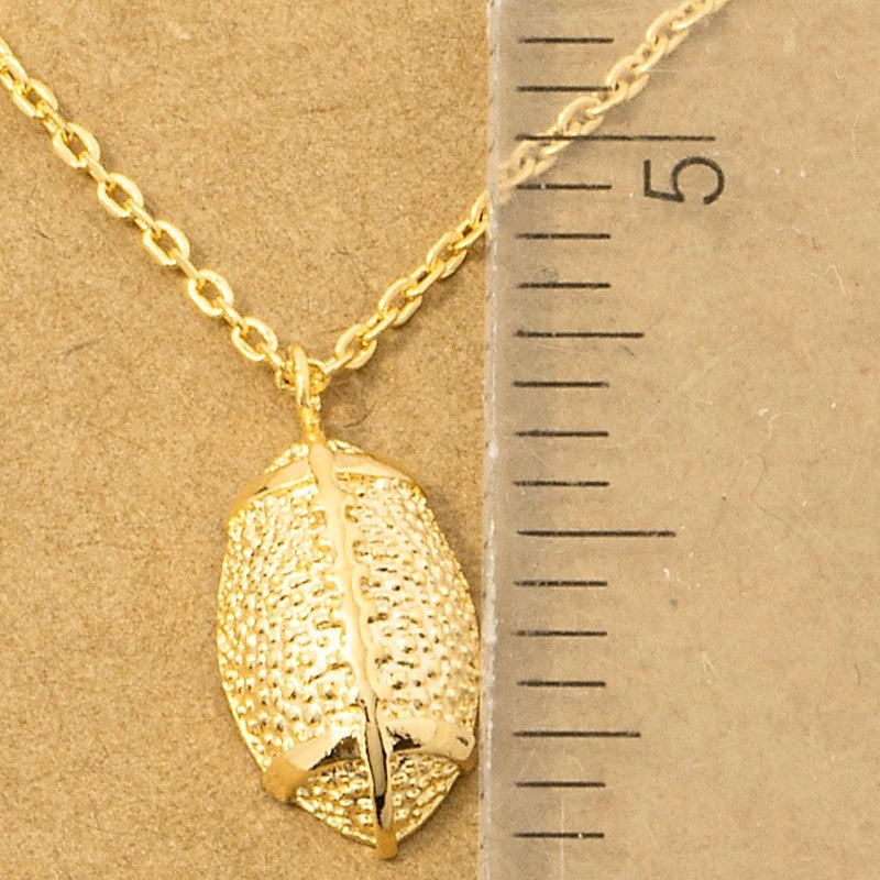 18K Game Day Gold Plated Textured Football Pendant Necklace - Love Mi