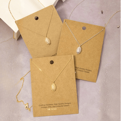 18K Game Day Gold Plated Textured Football Pendant Necklace - Love Mi