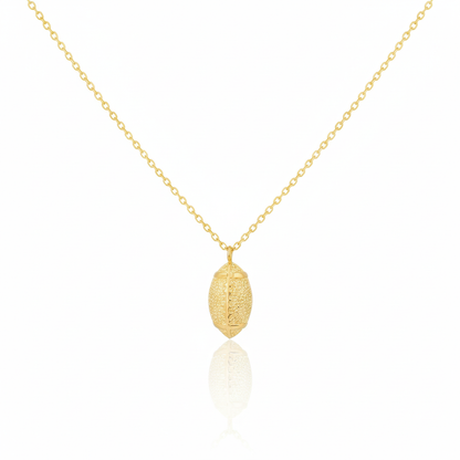 18K Game Day Gold Plated Textured Football Pendant Necklace - Love Mi