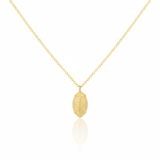 18K Game Day Gold Plated Textured Football Pendant Necklace - Love Mi