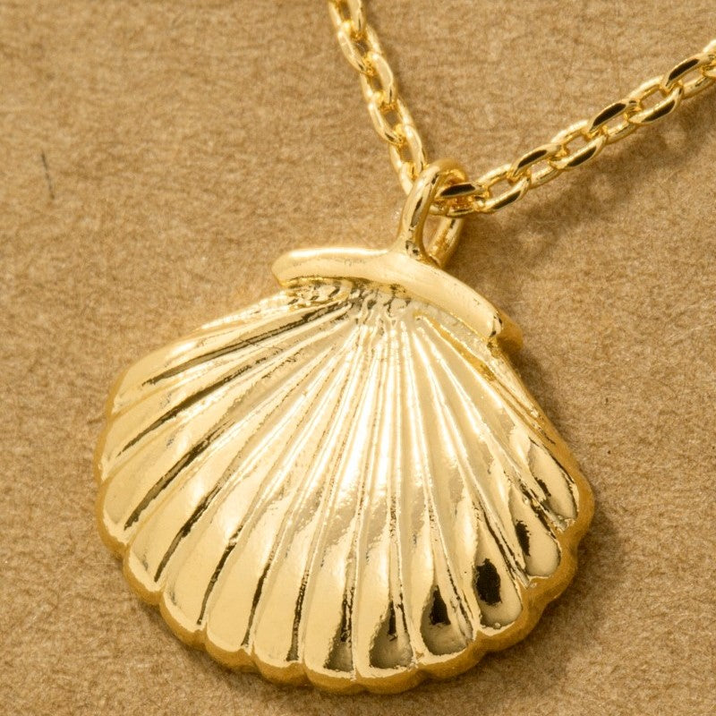 18K Gold Plated Clam Shell Pendant Necklace - Love Mi