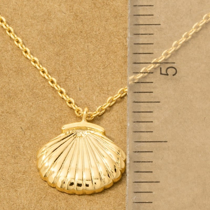 18K Gold Plated Clam Shell Pendant Necklace - Love Mi