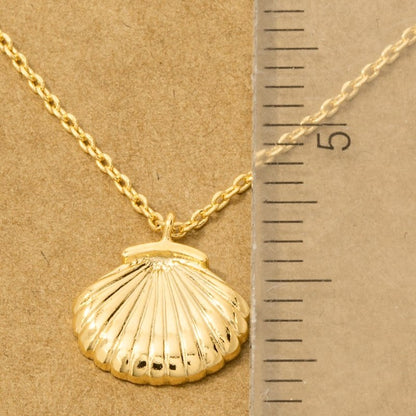 18K Gold Plated Clam Shell Pendant Necklace - Love Mi