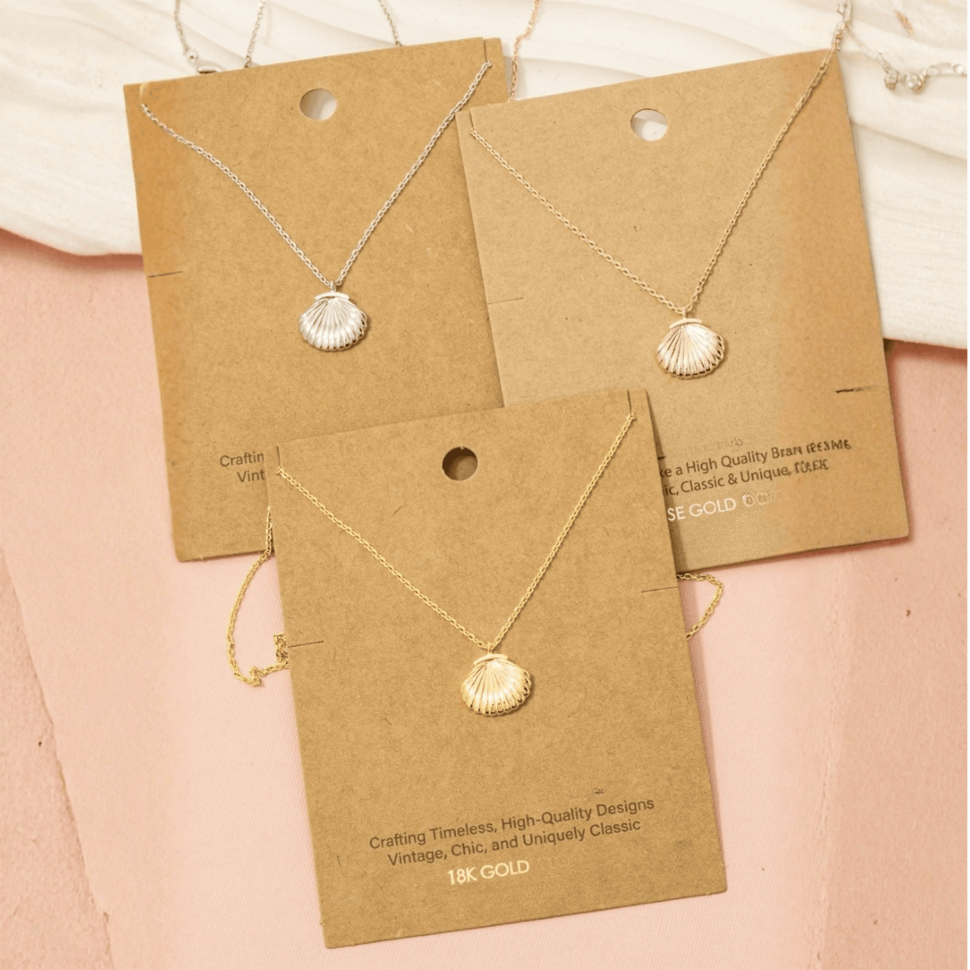 18K Gold Plated Clam Shell Pendant Necklace - Love Mi