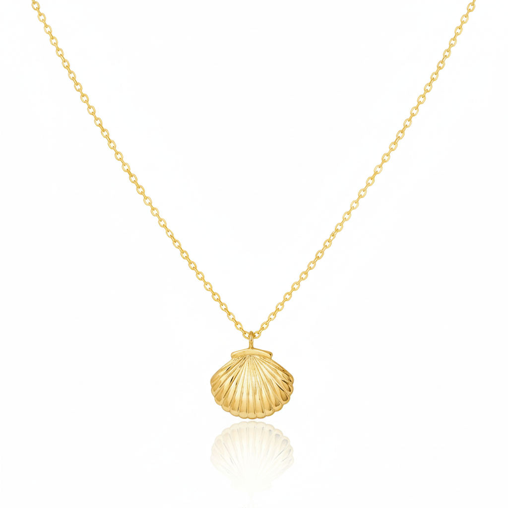 18K Gold Plated Clam Shell Pendant Necklace - Love Mi