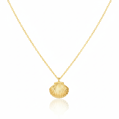 18K Gold Plated Clam Shell Pendant Necklace - Love Mi