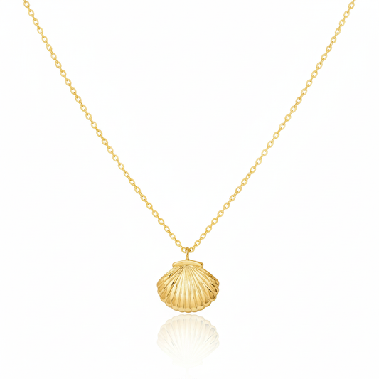 18K Gold Plated Clam Shell Pendant Necklace - Love Mi