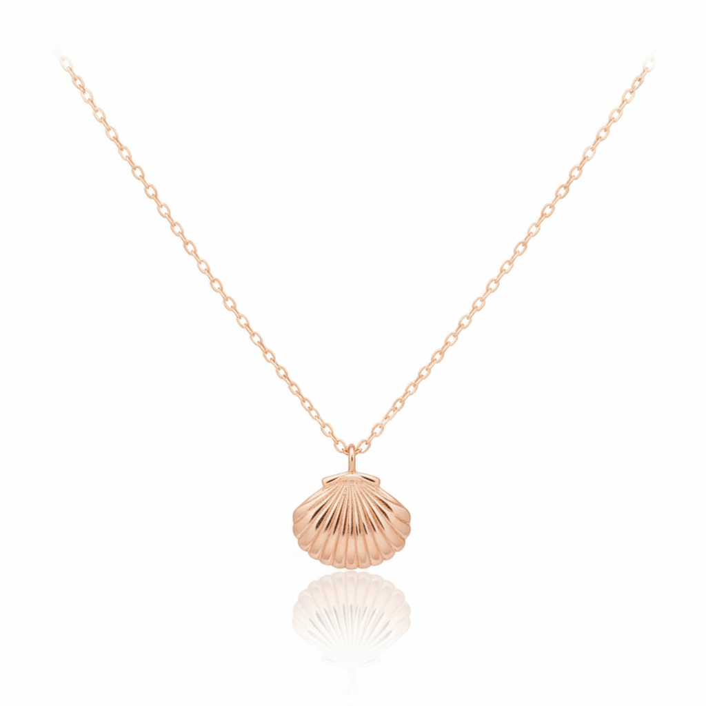 18K Gold Plated Clam Shell Pendant Necklace - Love Mi