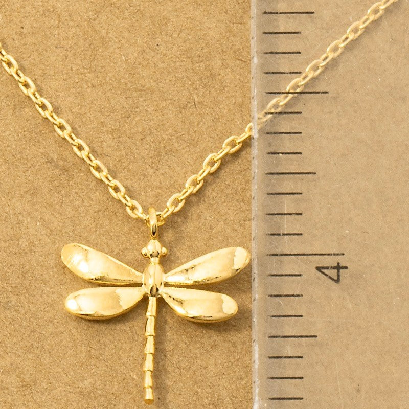 18K Gold Plated Dragonfly Pendant Necklace - Love Mi