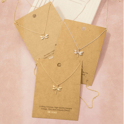 18K Gold Plated Dragonfly Pendant Necklace - Love Mi