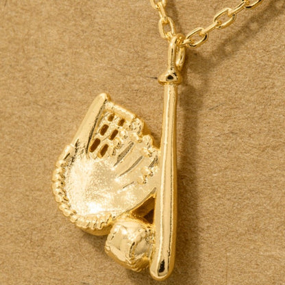 18K Game Day Gold Plated Baseball Themed Pendant Necklace - Love Mi
