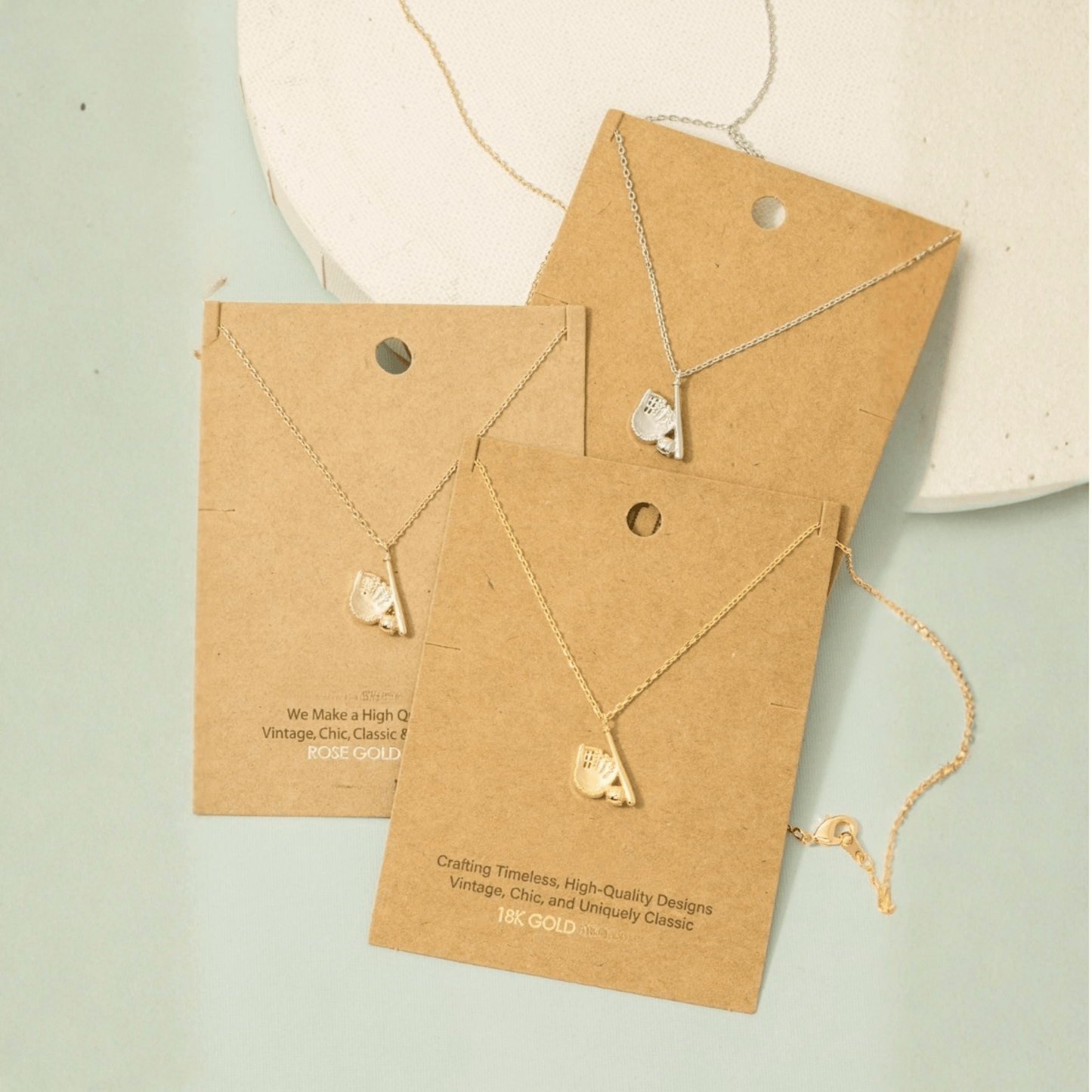 18K Game Day Gold Plated Baseball Themed Pendant Necklace - Love Mi