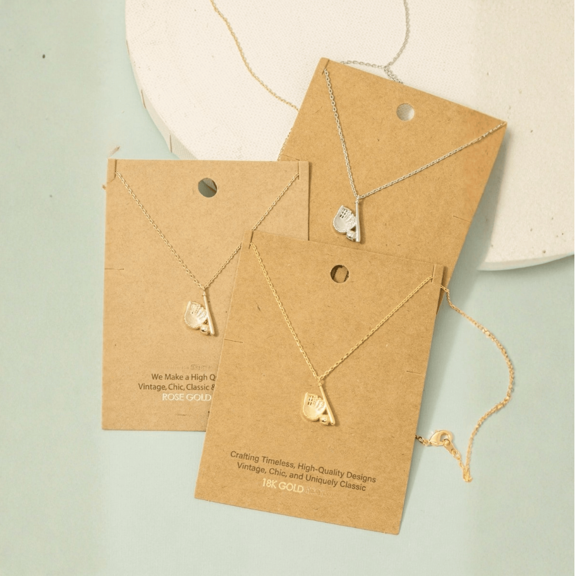 18K Game Day Gold Plated Baseball Themed Pendant Necklace - Love Mi