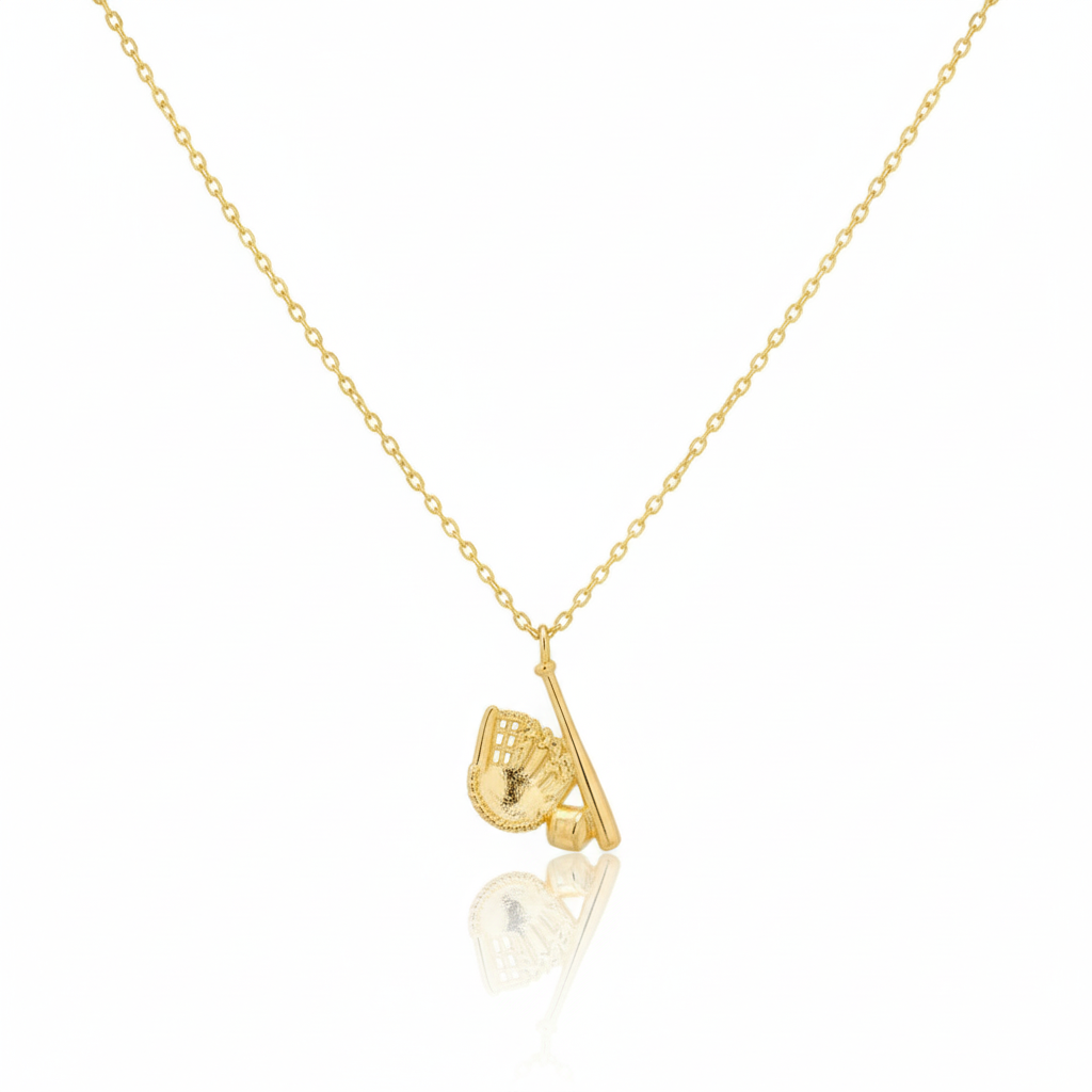 18K Game Day Gold Plated Baseball Themed Pendant Necklace - Love Mi