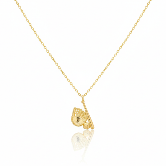 18K Game Day Gold Plated Baseball Themed Pendant Necklace - Love Mi