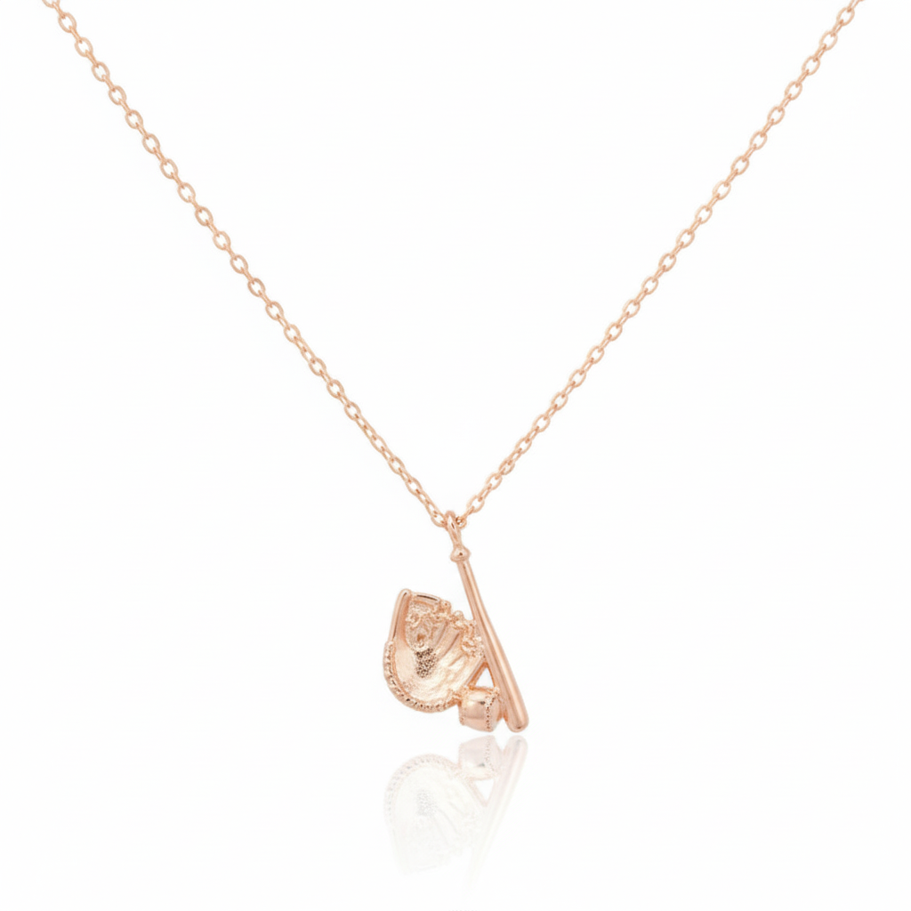 18K Game Day Gold Plated Baseball Themed Pendant Necklace - Love Mi