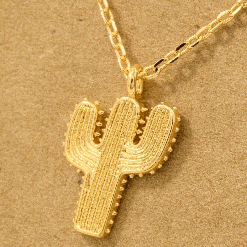 18K Gold Plated Cactus Pendant Necklace - Love Mi