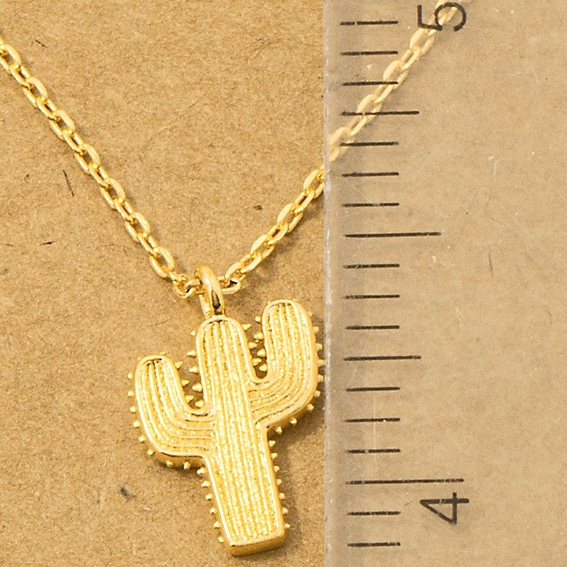 18K Gold Plated Cactus Pendant Necklace - Love Mi
