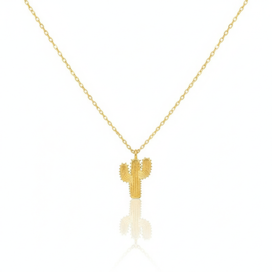 18K Gold Plated Cactus Pendant Necklace - Love Mi