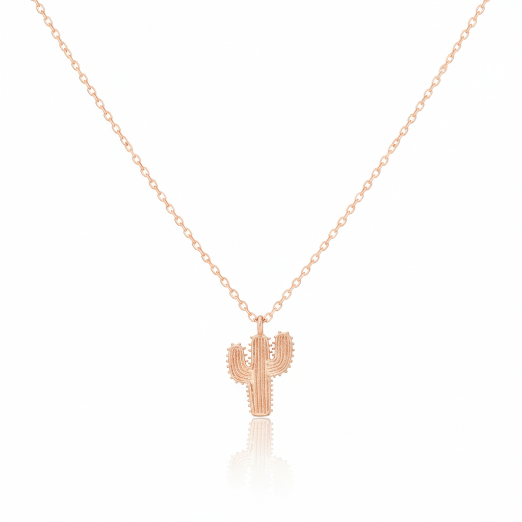 18K Gold Plated Cactus Pendant Necklace - Love Mi