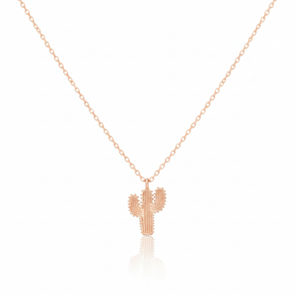 18K Gold Plated Cactus Pendant Necklace - Love Mi