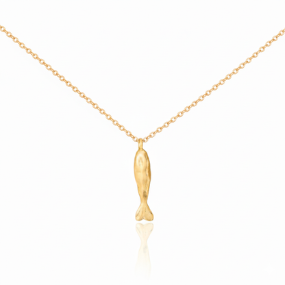 18K Gold Plated Matte Finished Fish Pendant Necklace - Love Mi