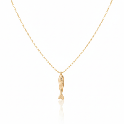 18K Gold Plated Matte Finished Fish Pendant Necklace - Love Mi