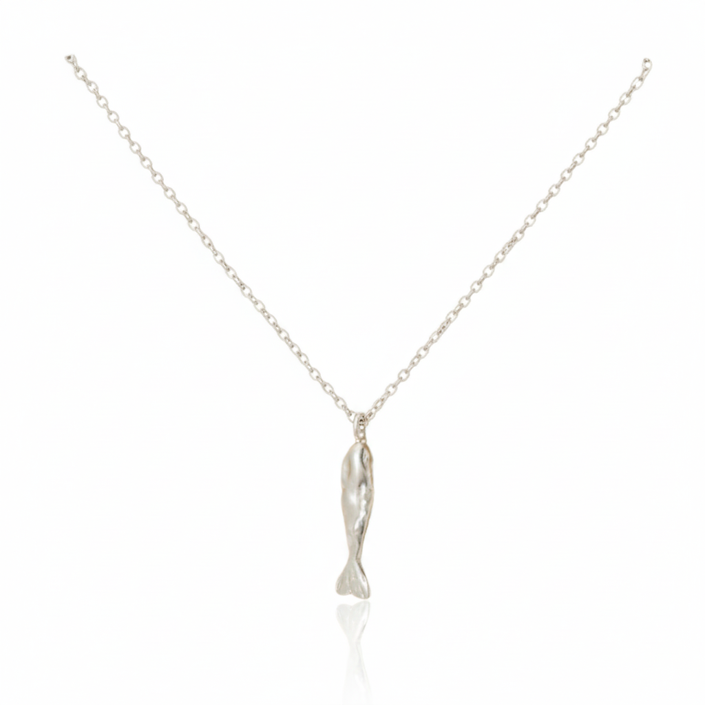 18K Gold Plated Matte Finished Fish Pendant Necklace - Love Mi