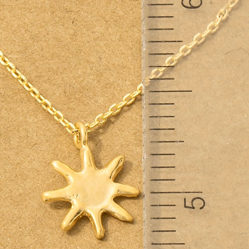 18K Gold Plated Matte Finish Sun Pendant Necklace - Love Mi