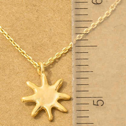 18K Gold Plated Matte Finish Sun Pendant Necklace - Love Mi