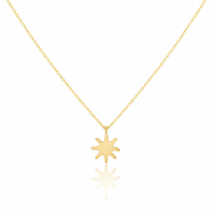 18K Gold Plated Matte Finish Sun Pendant Necklace - Love Mi