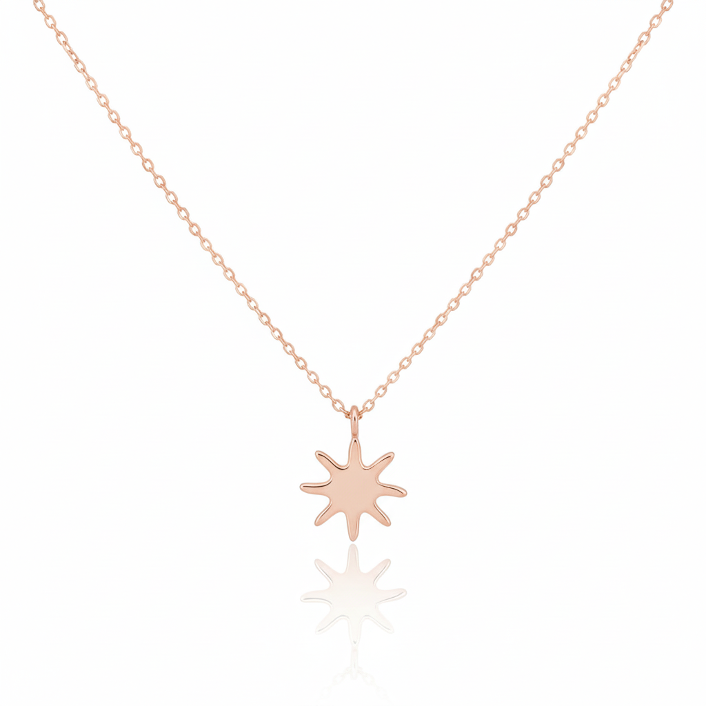 18K Gold Plated Matte Finish Sun Pendant Necklace - Love Mi