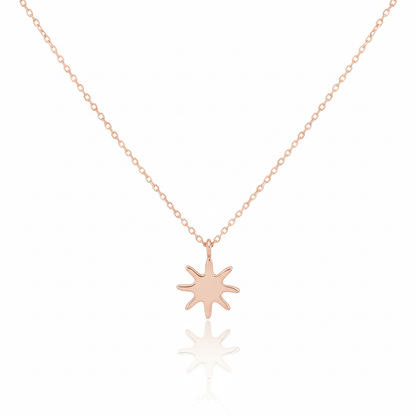 18K Gold Plated Matte Finish Sun Pendant Necklace - Love Mi