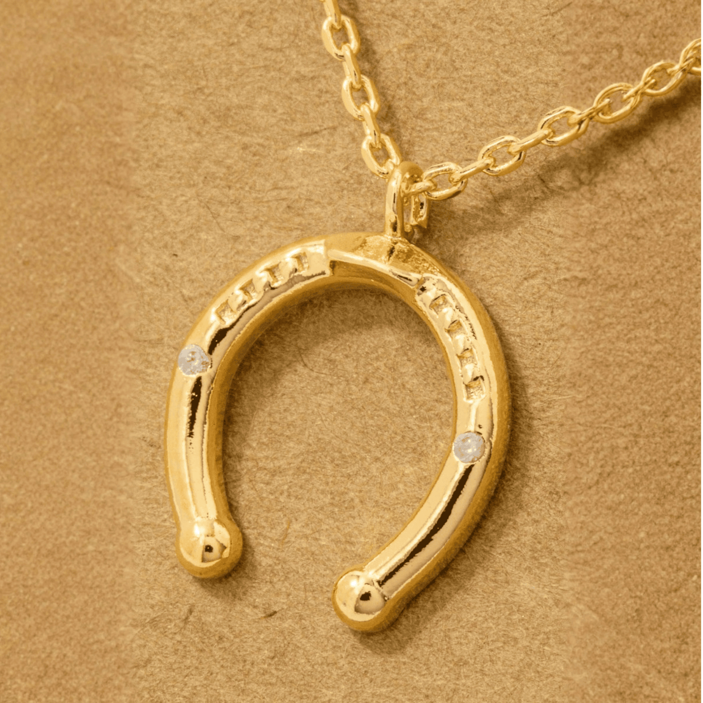 18K Gold Plated CZ Western Horse Shoe Pendant Necklace - Love Mi