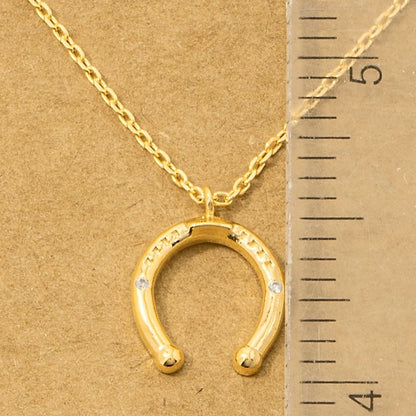 18K Gold Plated CZ Western Horse Shoe Pendant Necklace - Love Mi