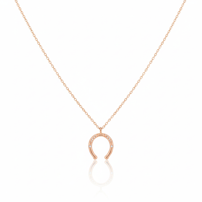 18K Gold Plated CZ Western Horse Shoe Pendant Necklace - Love Mi