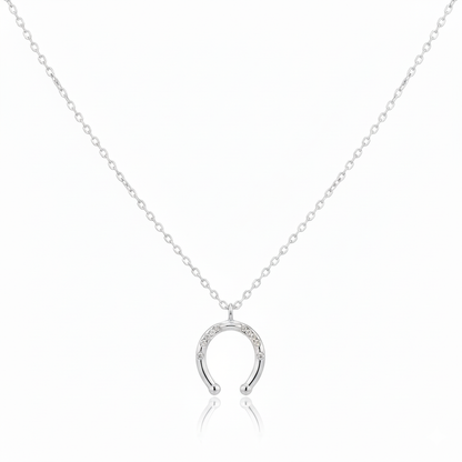 18K Gold Plated CZ Western Horse Shoe Pendant Necklace - Love Mi