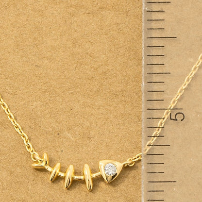 18K Gold Plated CZ Fish Bones Pendant Necklace - Love Mi