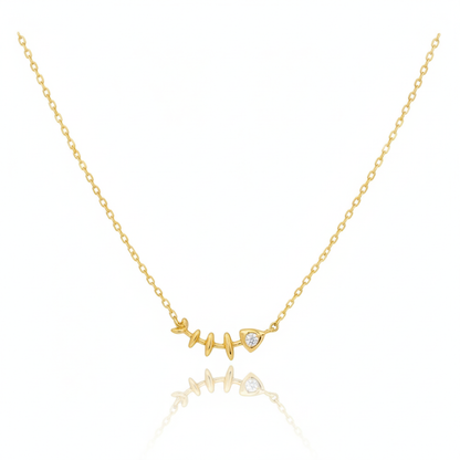 18K Gold Plated CZ Fish Bones Pendant Necklace - Love Mi