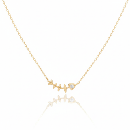 18K Gold Plated CZ Fish Bones Pendant Necklace - Love Mi